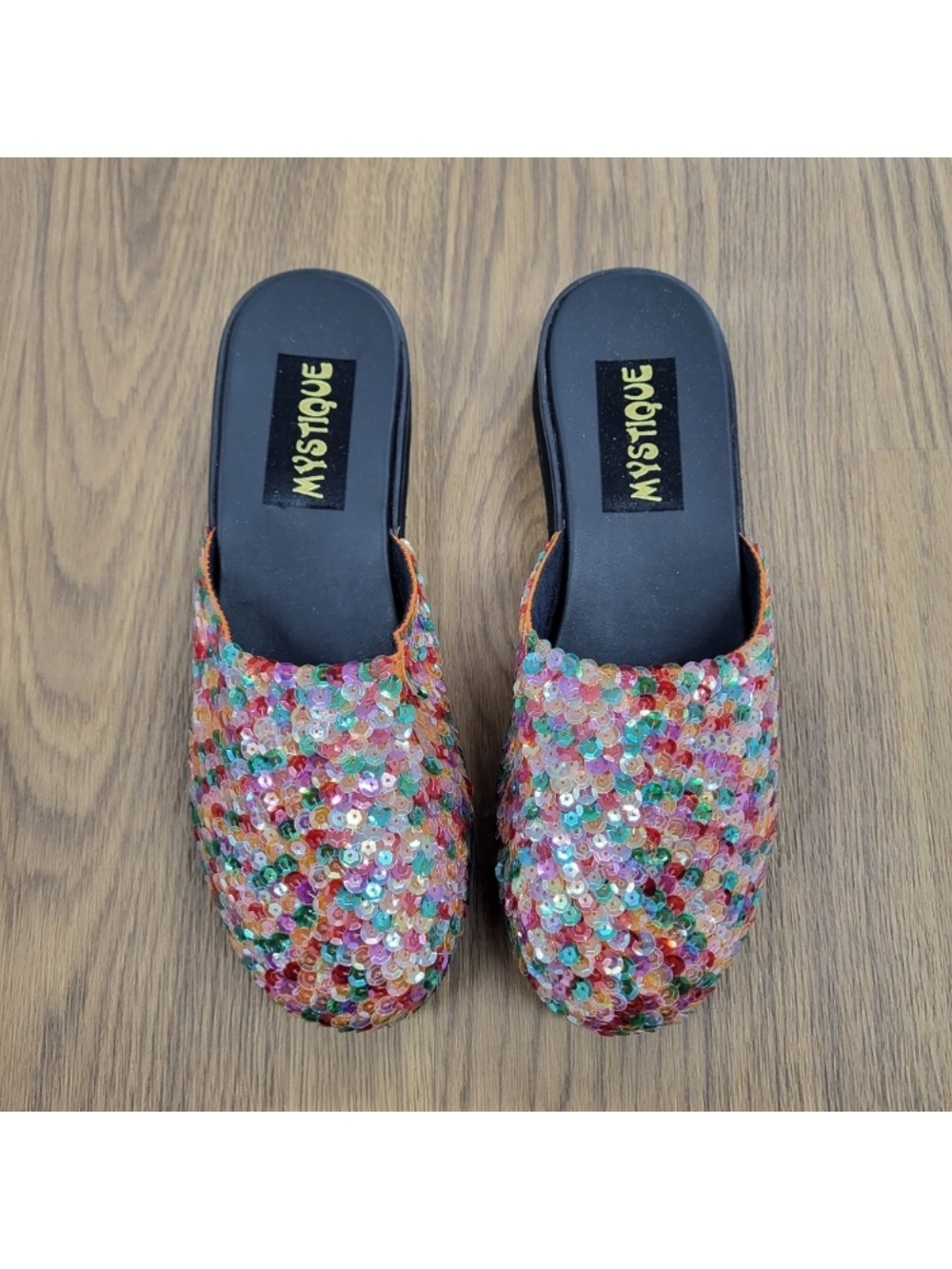 Mystique Boutique Mule Slip On Sequins Pink Purple Green 6